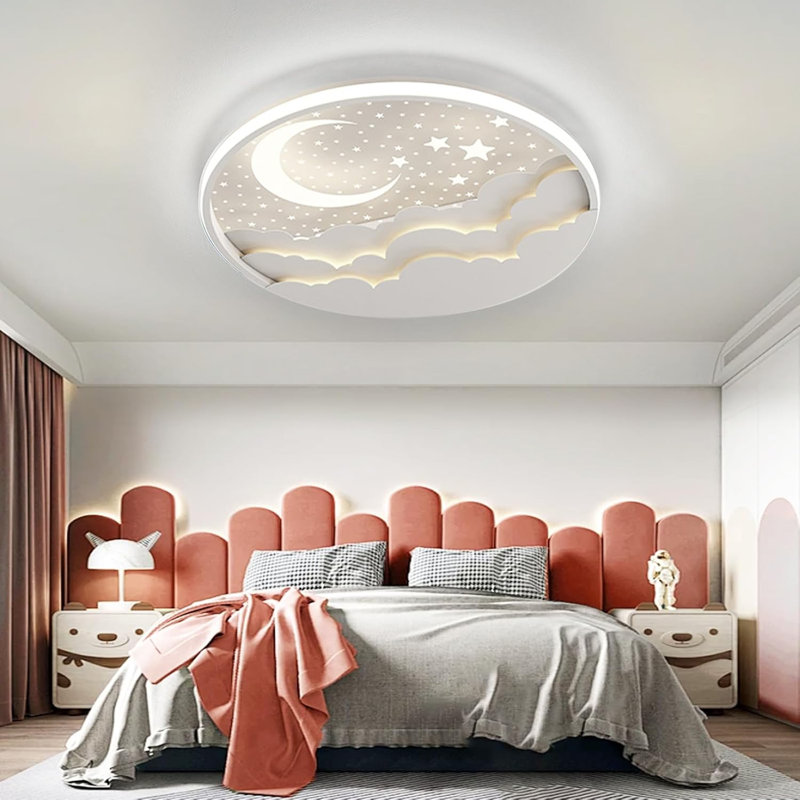 Flush-mounted LED Ceiling Light, 1 Bulb, 50 cm, 10cm H x 50cm W x 50cm D, White