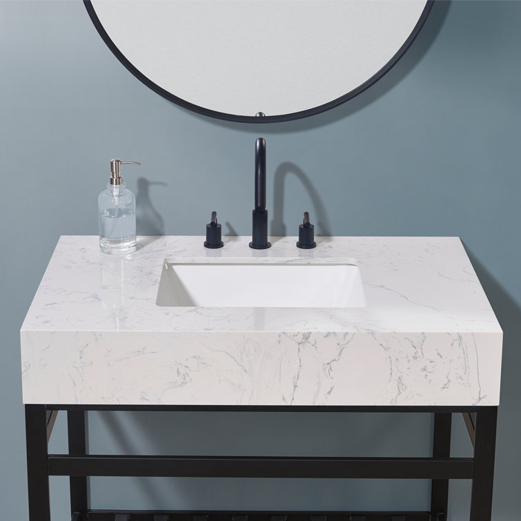 36'' Single Bathroom Vanity Top in Aosta White with Sink