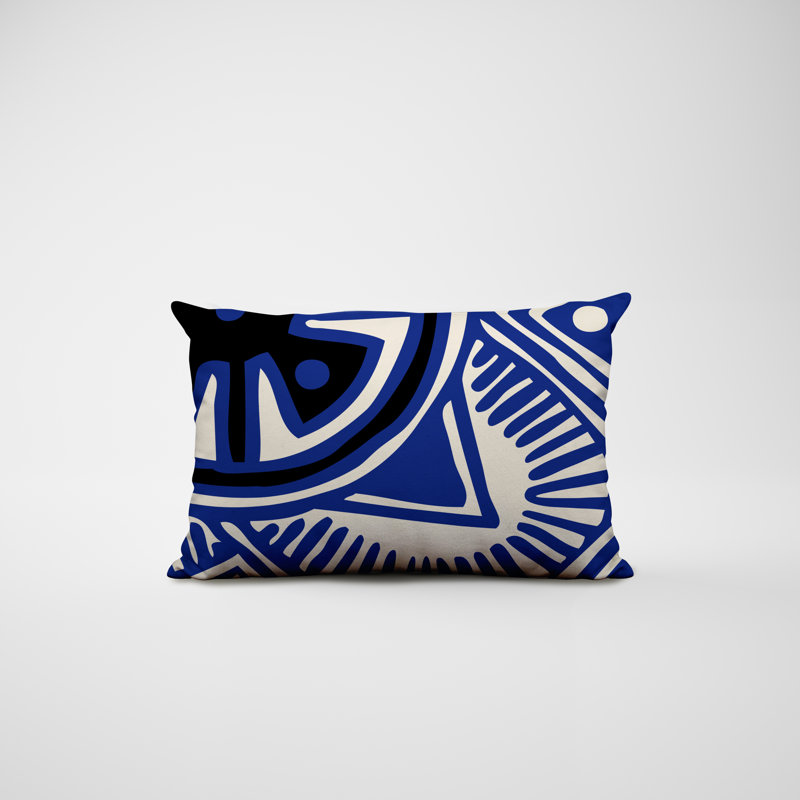 Polyester/Polyester Blend Lumbar Rectangular Indoor/Outdoor Pillow Cover & Insert, Navy Blue