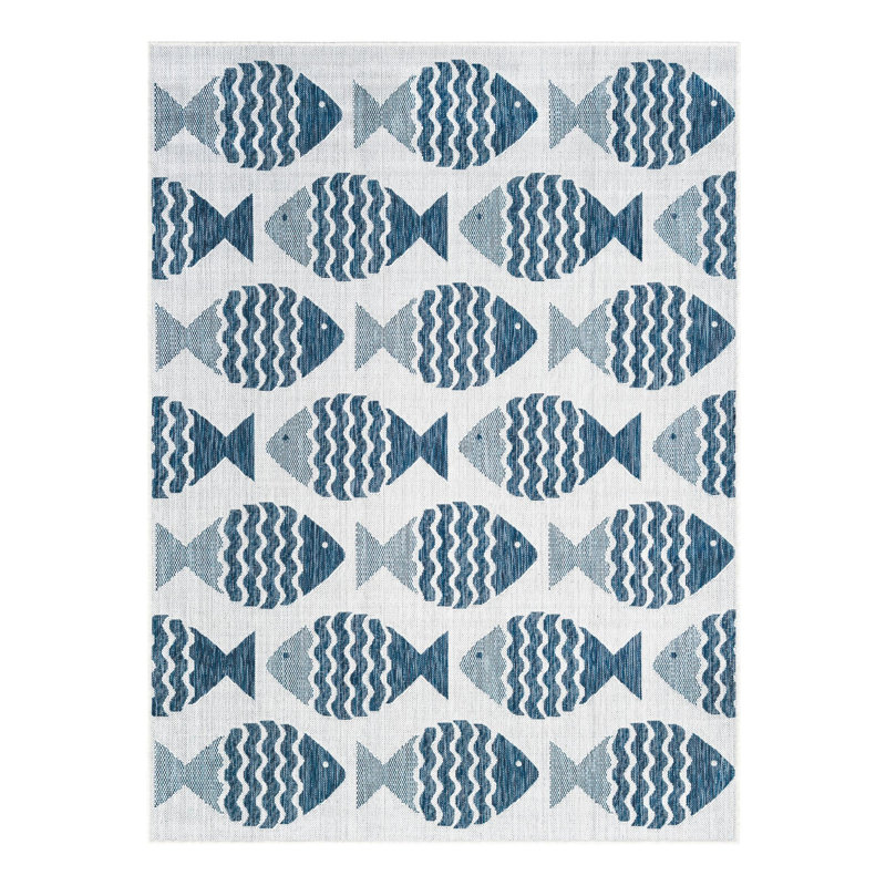 Outdoor Coastal Indoor/Outdoor Area Rug, Rectangle 5'3" x 7'1"