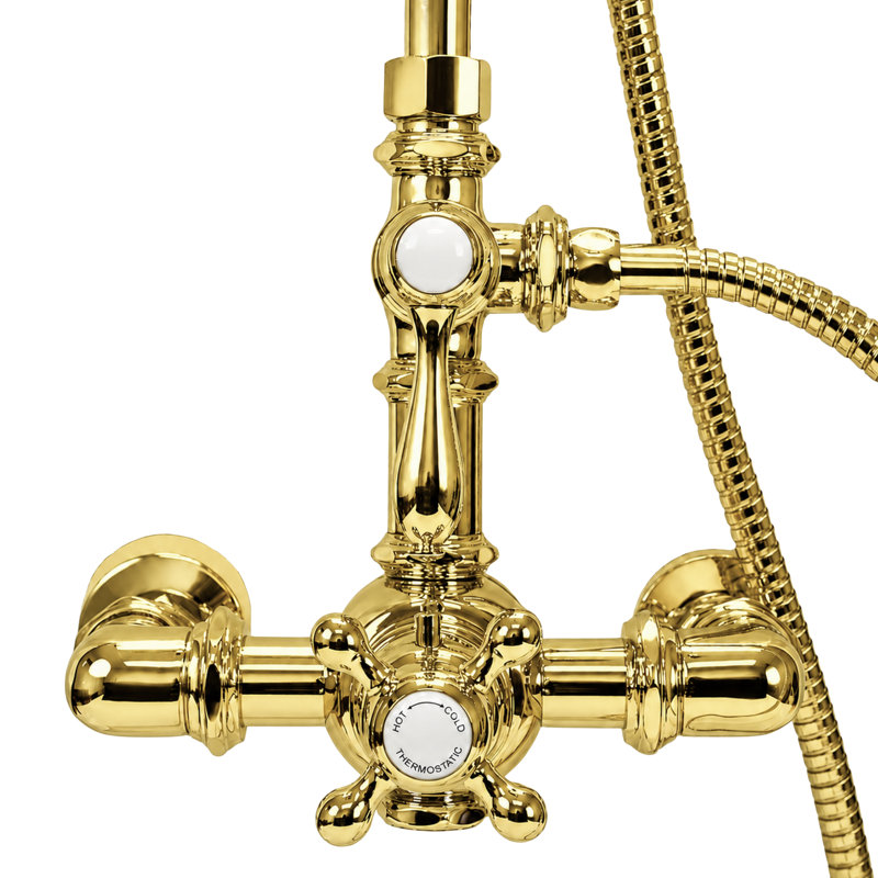 Système de douche thermostatique exposé (P1085) par Strom Living, Laiton ultra enduit