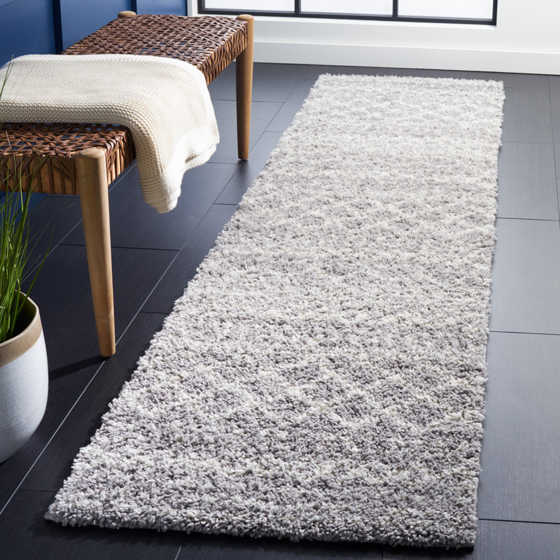 Develin Performance Chevron Rug, Runner 2'3" x 8', Gray/Ivory