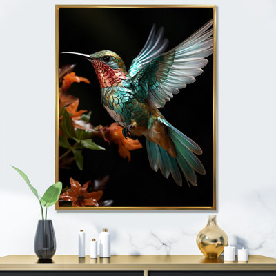 Perlo " Teal Orange Animal Hummingbird "