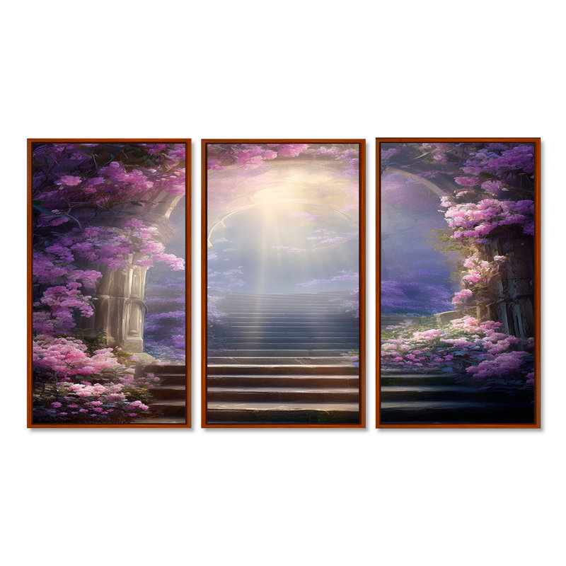 Erlandson - Flowers Wall Art Print Set, Brown Floater Framed, 32" H x 48" W x 1" D