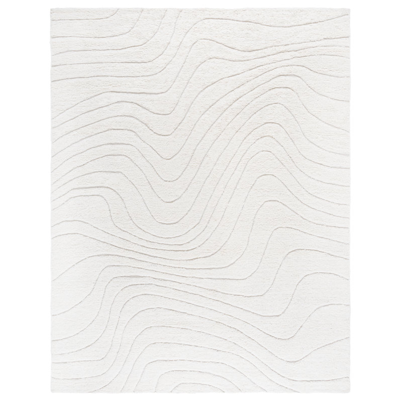 Onawa Hand Woven Wool/Cotton Solid Color Rug in Ivory, Rectangle 8' x 10'