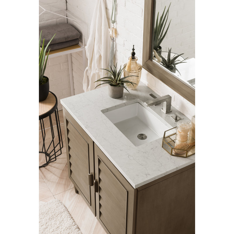 Portland 36'' W Single Vanity, Eternal Jasmine Pearl, 8" Widespread, Whitewashed Walnut