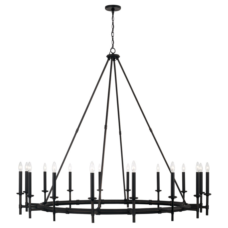 16 - Light Dimmable Wagon Wheel Chandelier