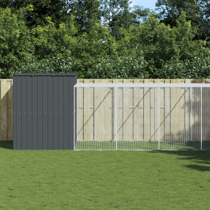 Niche pour chien en métal style iglo, H 71,3 po x l 84,3 po x P 260,2 po, Gris anthracite