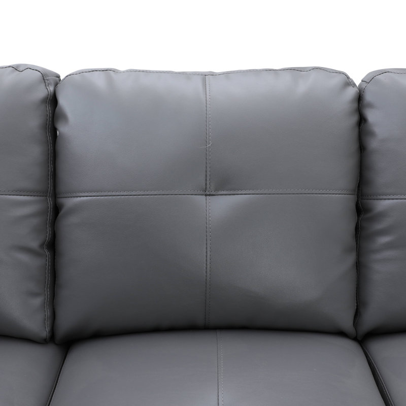 Canapé modulaire rembourré en forme de L gris foncé faisant face à la droite, Mélange de polyester gris