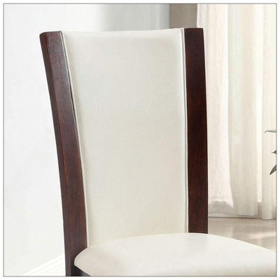 Style Comfort Contemporary 2Pcs Side Chairs Dark Cherry Brown Leatherette Cushion Seat Kitchen Dining Room Furniture