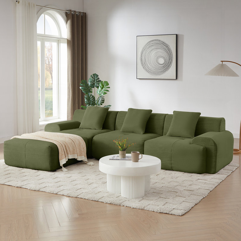 Canapé modulaire modulaire en L avec assise profonde, assemblage facile et emballage sous vide pour une efficacité accrue