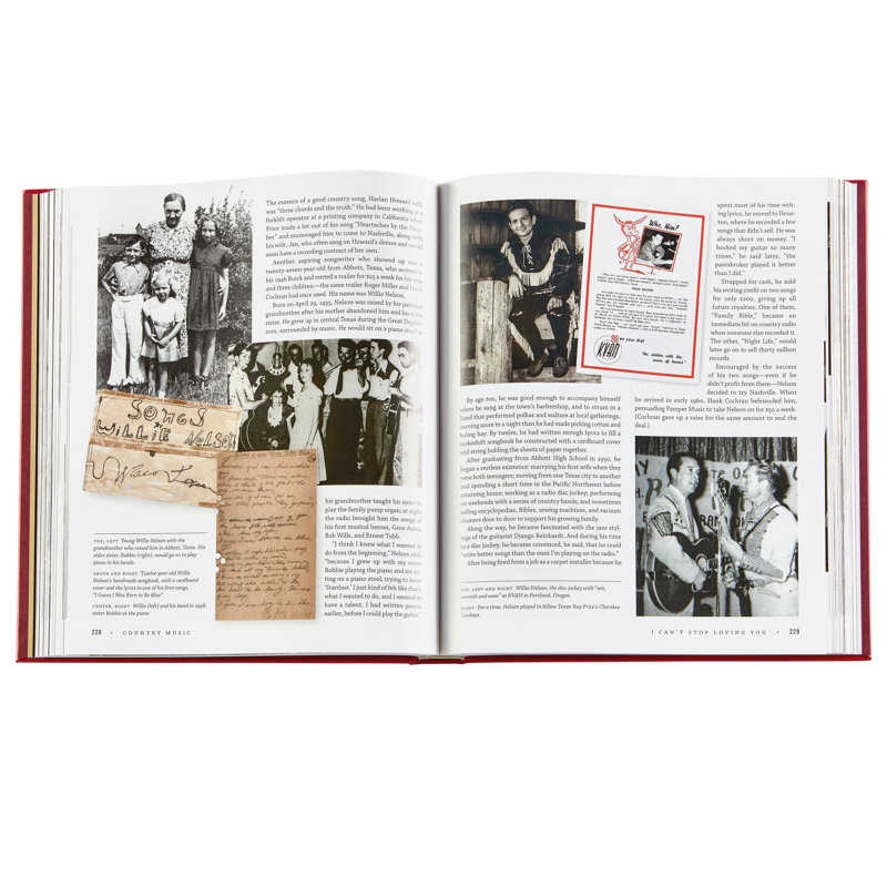 Graphic Image Country Music by Dayton Duncan and Ken Burns Coffee Table Book, Leather, Red