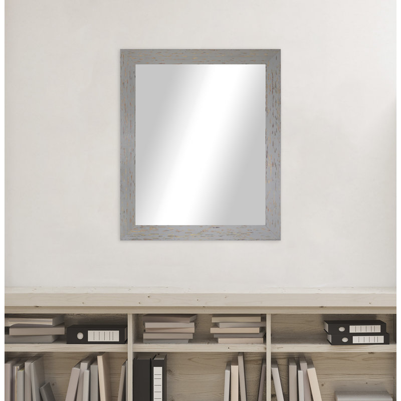 Miroir de salle de bain Uecker, H 32 po x l 26 po, Gris/rouge