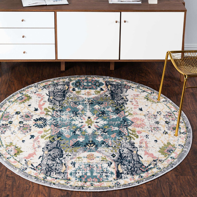 Endel Abstract Indoor Rug, Round 5'