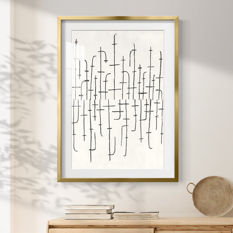 Arrangement vertical II - impression encadrée, H 28,5 po x l 20,5 po, Doré
