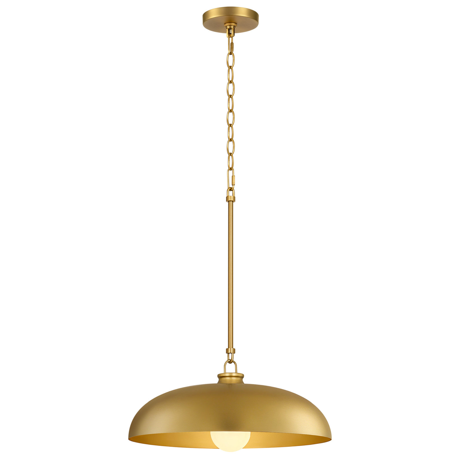1-Light 15.7"W Dimmable Dome Kitchen Island Pendant ETL Certified, Brass Gold