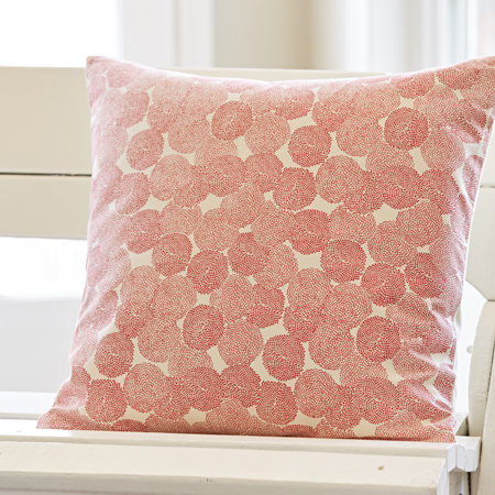 Zinnia Raspberry Red Cotton Canvas Toss Pillow