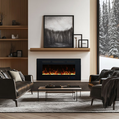 Recessed and Wall-mounted Electric Fireplace Inserts With 13 Flame and Fuel bed Colours, 750/1500W, Timer