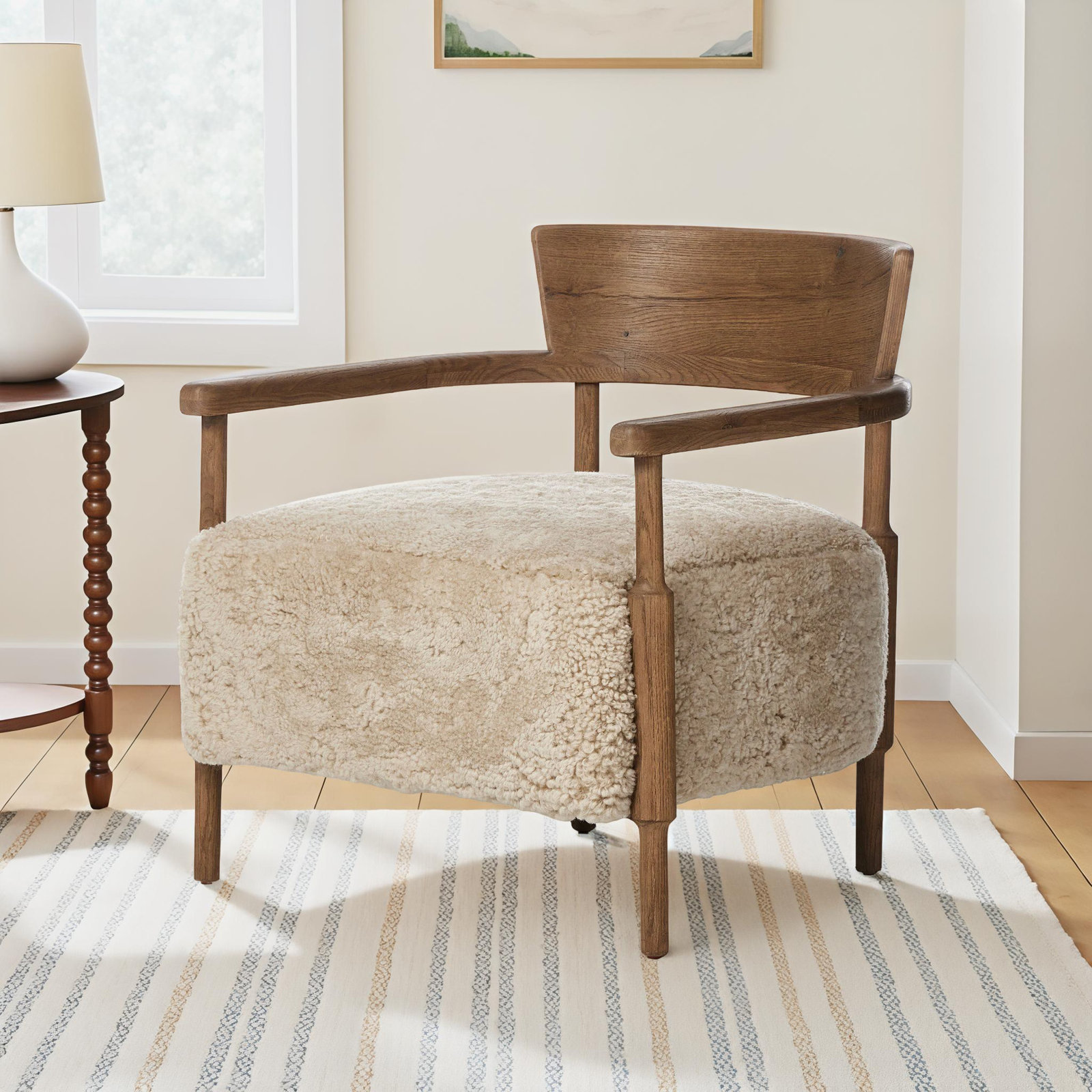 Bennett Chair, Beige Shearling