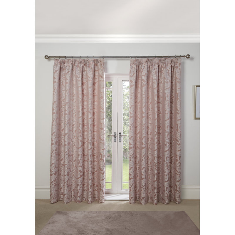 Duchess Semi Sheer Sliding Panel Pair, Pink, Width 116 x Drop 137cm
