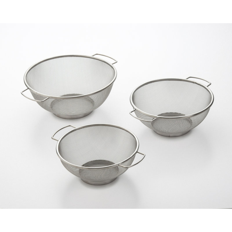 Stainless Steel Fine Mesh Colander Set with Resting Base, 3 Piece