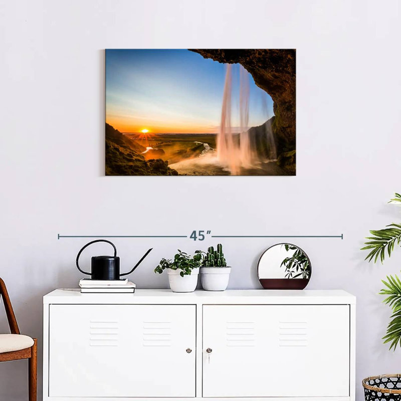 Alvord Sunset At Seljalandsfoss Waterfall, 20" H x 30" W