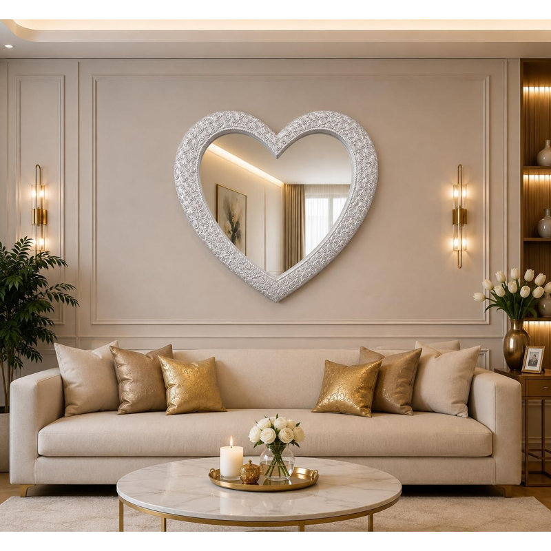Glass Heart Wall Mirror