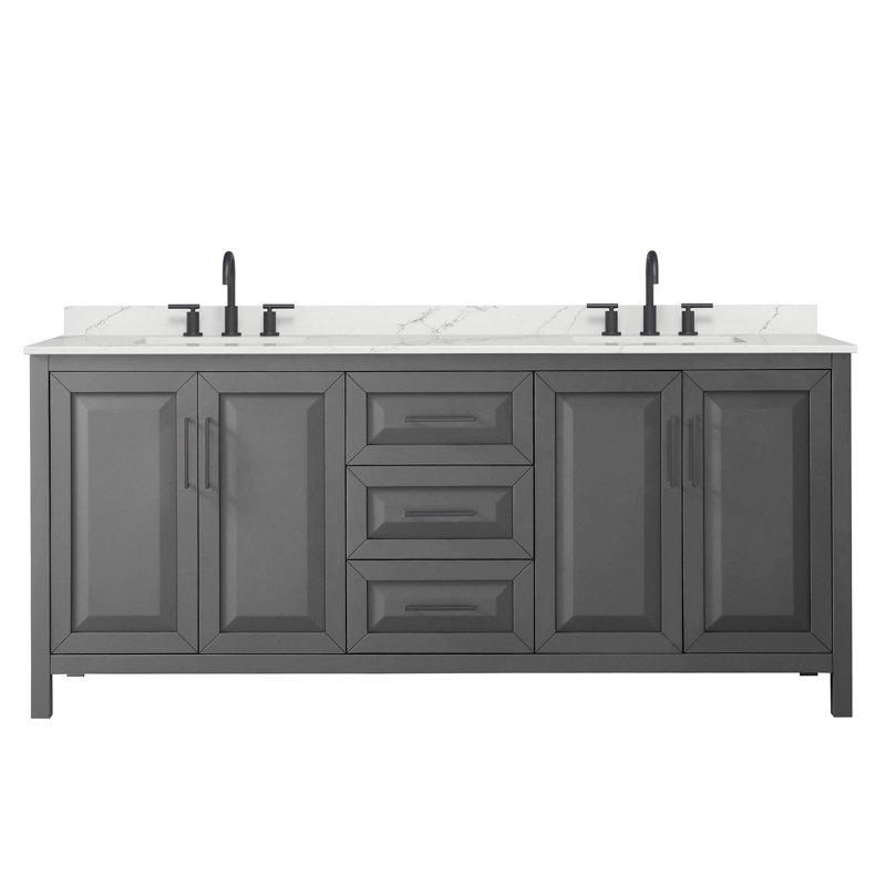 Daria 80'' W Vanity, Matte Black, Gray, Giotto Quartz