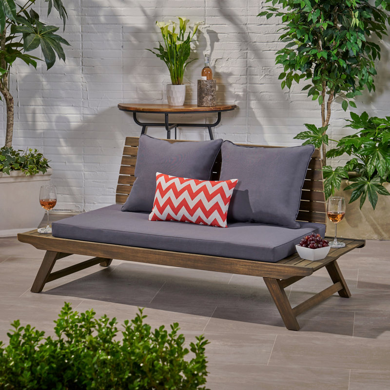 Causeuse de patio, Gray Cushion/Brown Frame