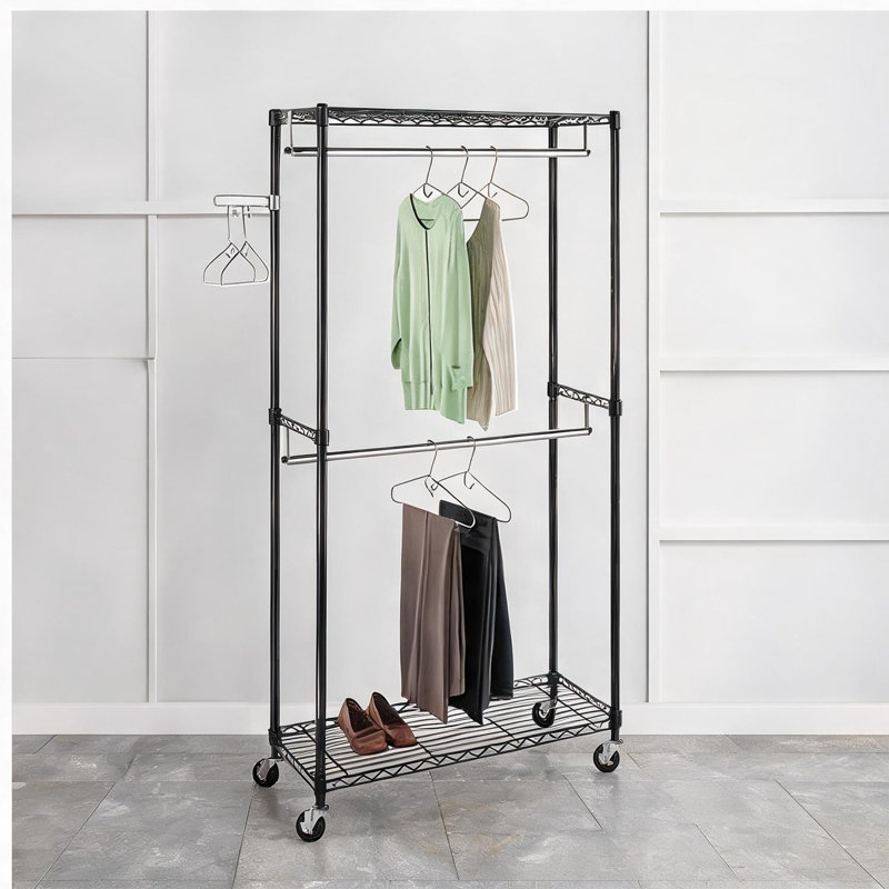 Structure en acier de 70,9 pouces et tablettes réglables avec rangement noir élégant