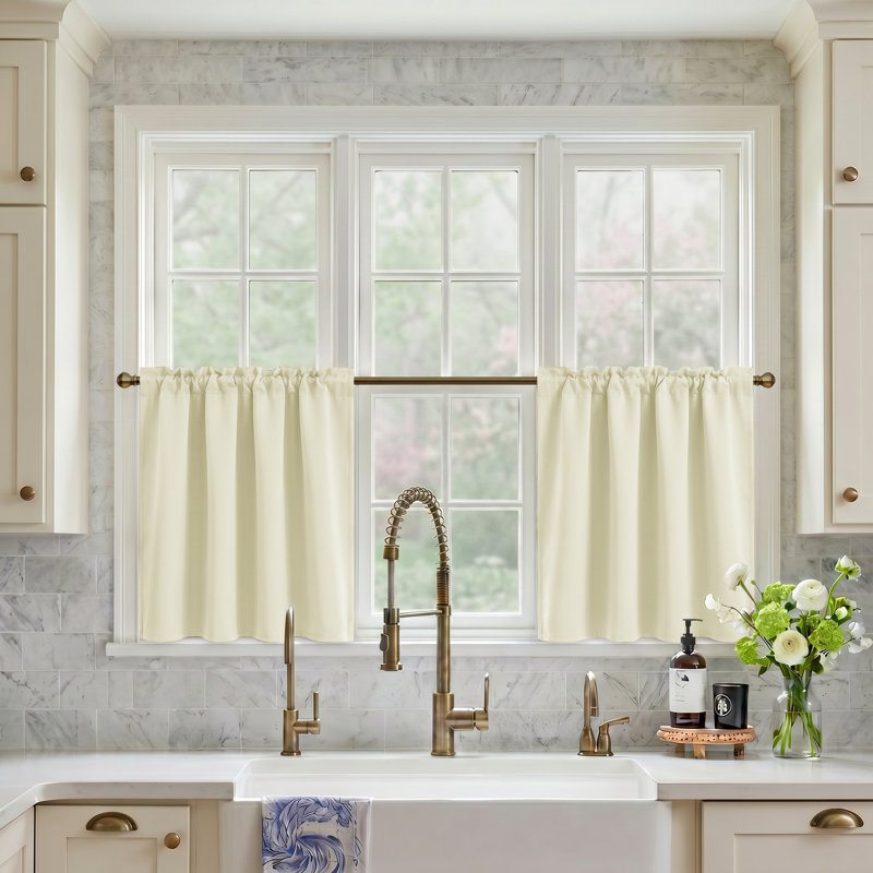 Polyester Blackout Rod Pocket Valance, 34" W x 30" L, Light Beige