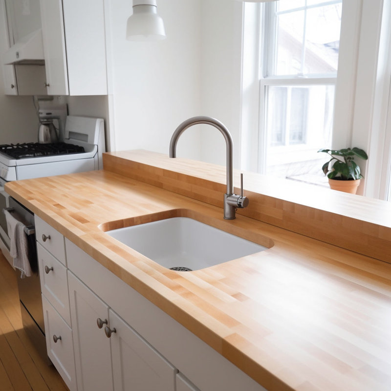 4'' W x 24.75'' L Wood Backsplash, Self-Drilling Installation, Hard Maple