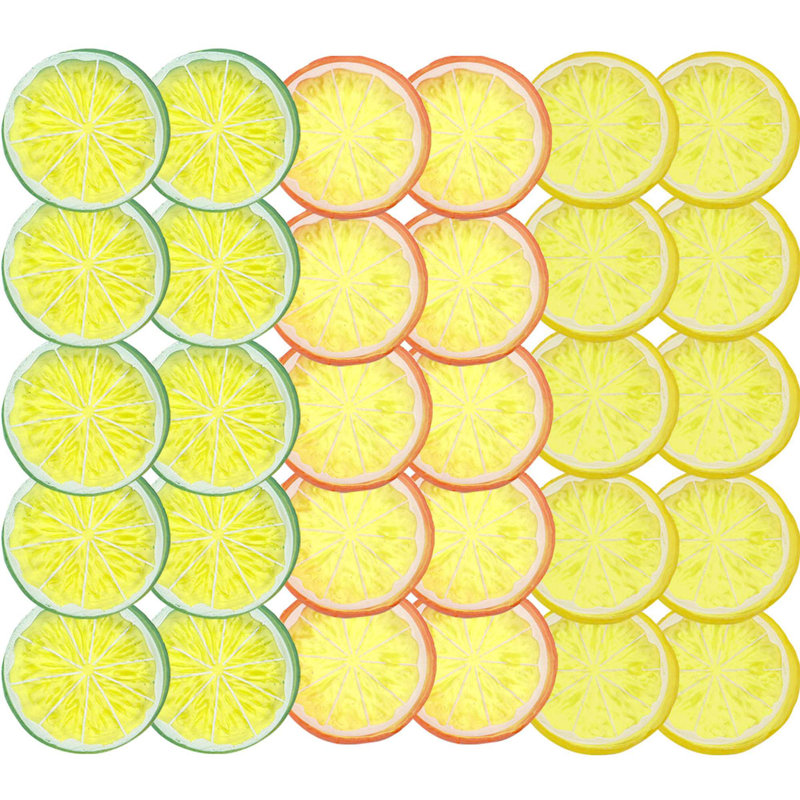 30PCS Fake Lemon Slices Artificial Simulation Lemon Fruit Model Props Home Kitchen Party Decorations
