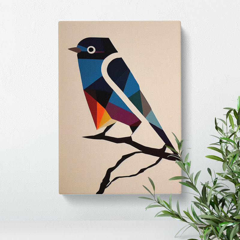 Geometric Bird No.3 Abstract - Wrapped Canvas Print, 50cm H x 35cm W x 3cm D