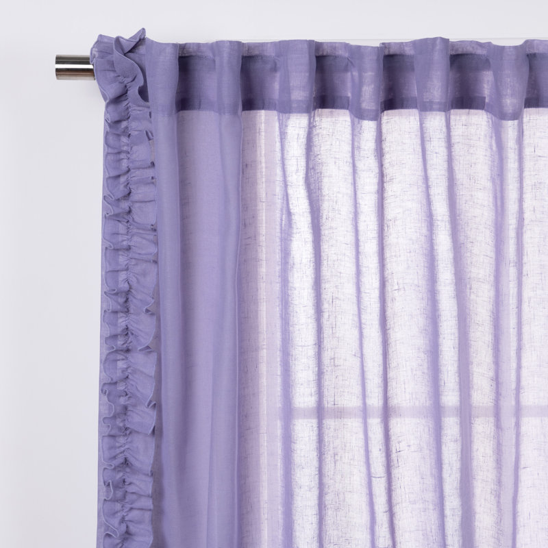 Paire de rideaux semi-transparents avec passe-tringle Raphaelle, Lilas
