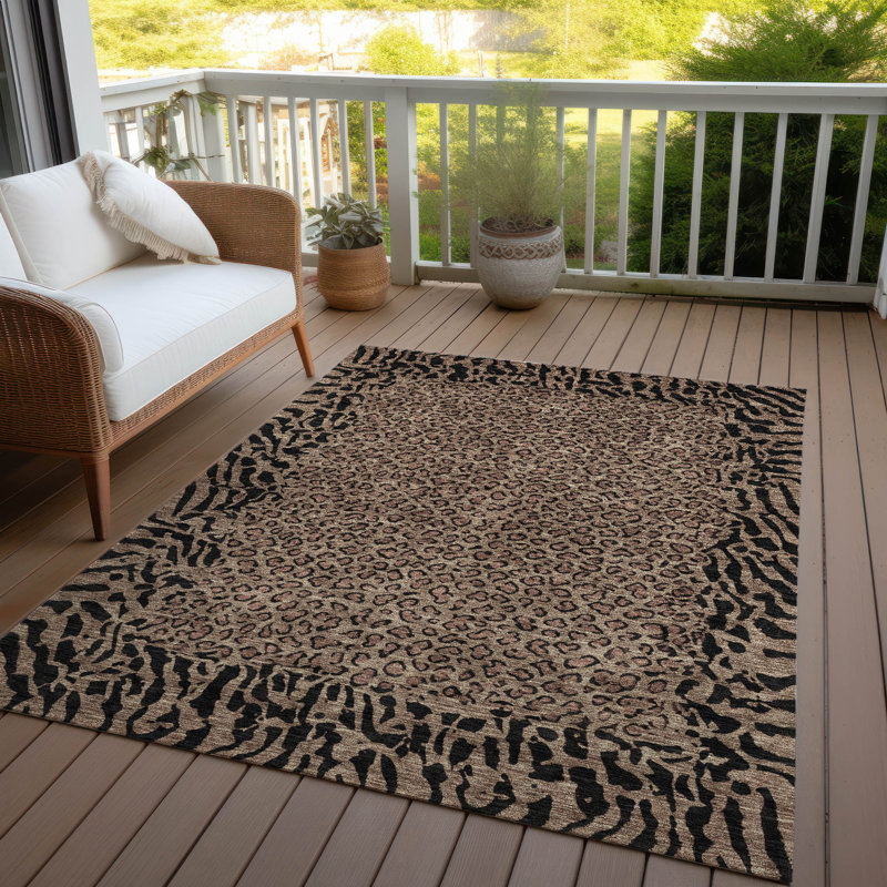 Tapis intérieur / extérieur brun Elyvia , 10 pi x 14 pi