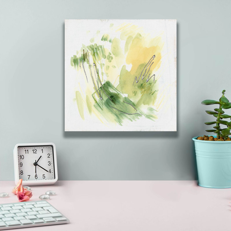 "Eper Graffiti" Emerald & Olive 2 "par June Erica Vess, art mural sur toile, 12 po x 12 po