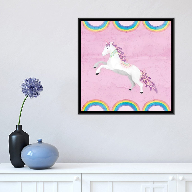 « arc-en-ciel », art sur toile, H 18 po x l 18 po x P 1,5 po, Toile avec cadre noir