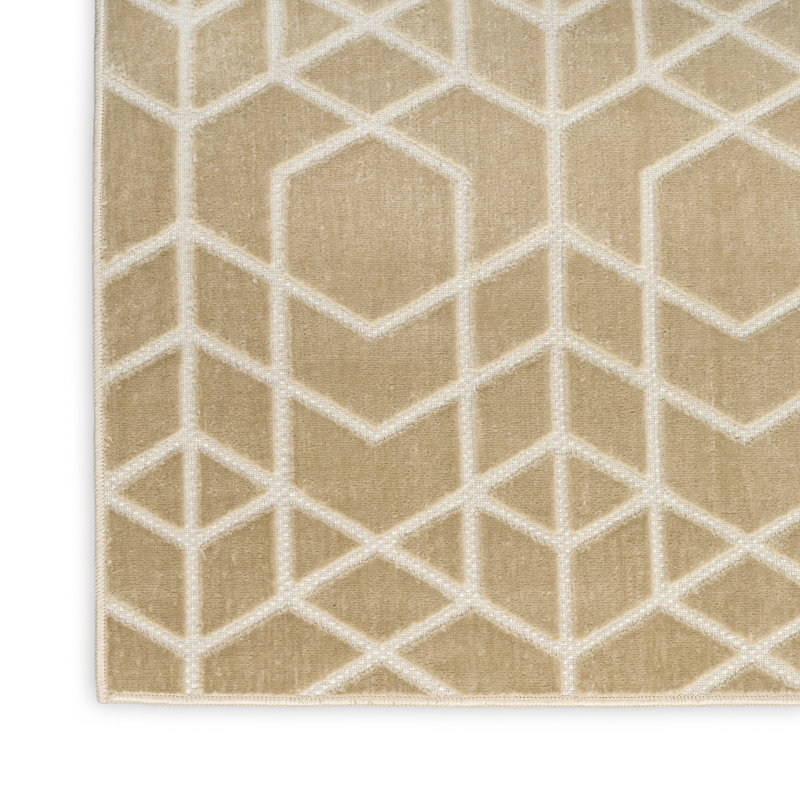 Nourison Washable Charm 2' x 6' Beige Ivory Modern Indoor Rug, Runner 2' x 6'