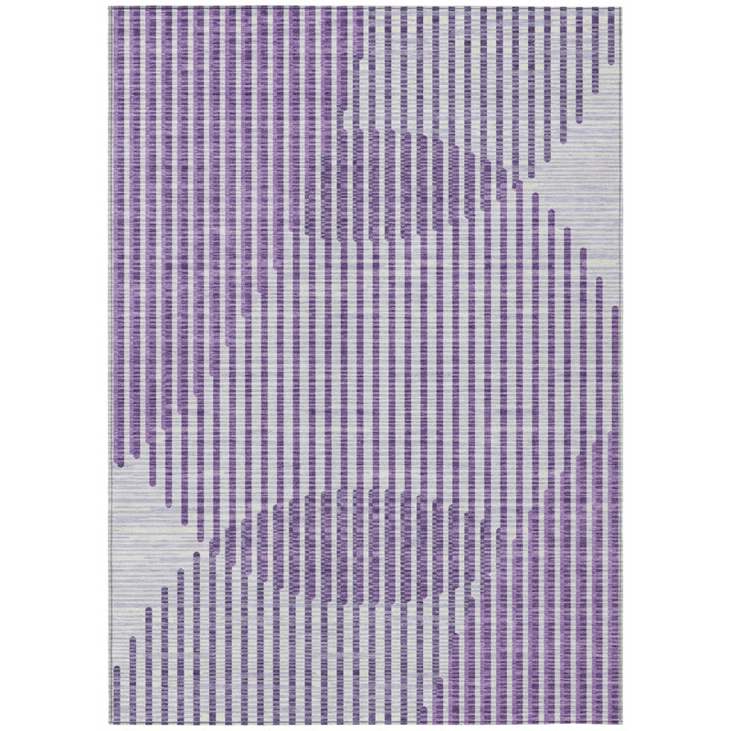 HomeRoots 3' X 5' Purple Geometric Washable Indoor Outdoor Area Rug