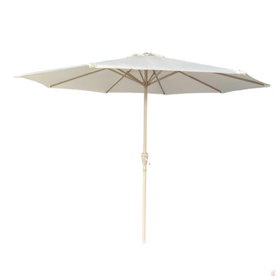 Parasol de marché extérieur robuste de 9 pi (270 cm) avec 8 baleines en acier robustes, auvent résistant aux rayons UV et imperméable pour le jardin, la piscine, la table - beige sans base