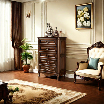 Simple Retro Style Walnut Entrance Cabinet