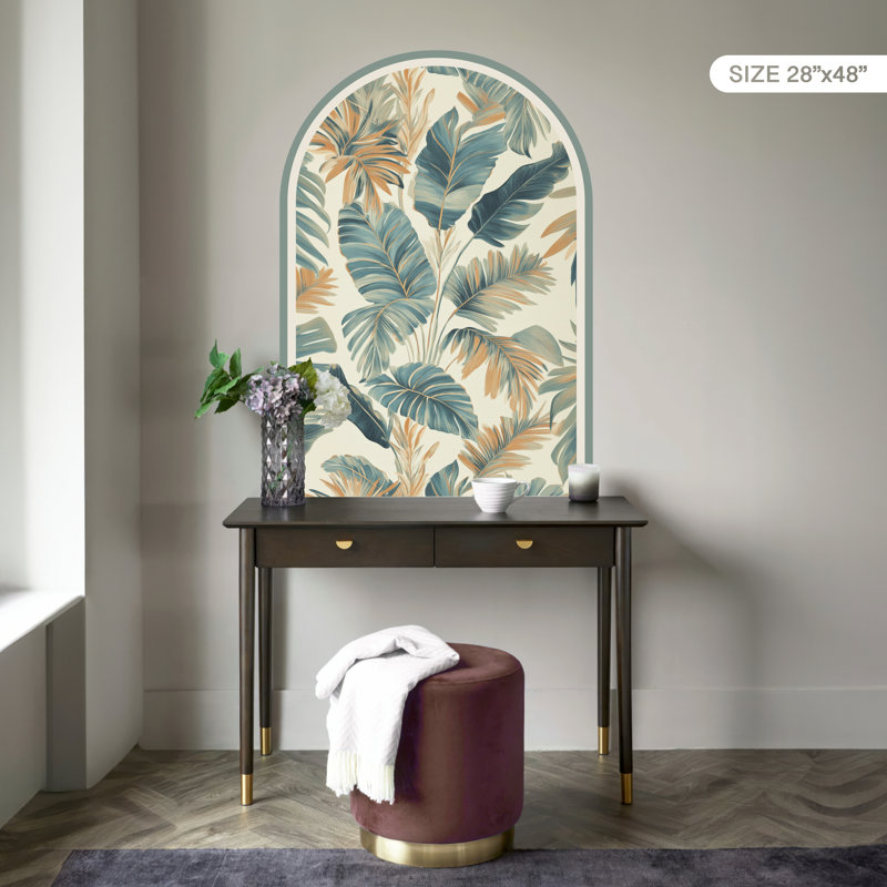 Adhésif décoratif mural non-pelucheux à feuilles tropicales, H 48 po x l 28 po