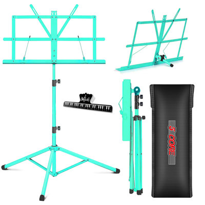 Pupitre de musique à 5 branches, réglable, 132 cm (52 ​​pouces), support de bureau pour livres et partitions, tout en métal, portable.