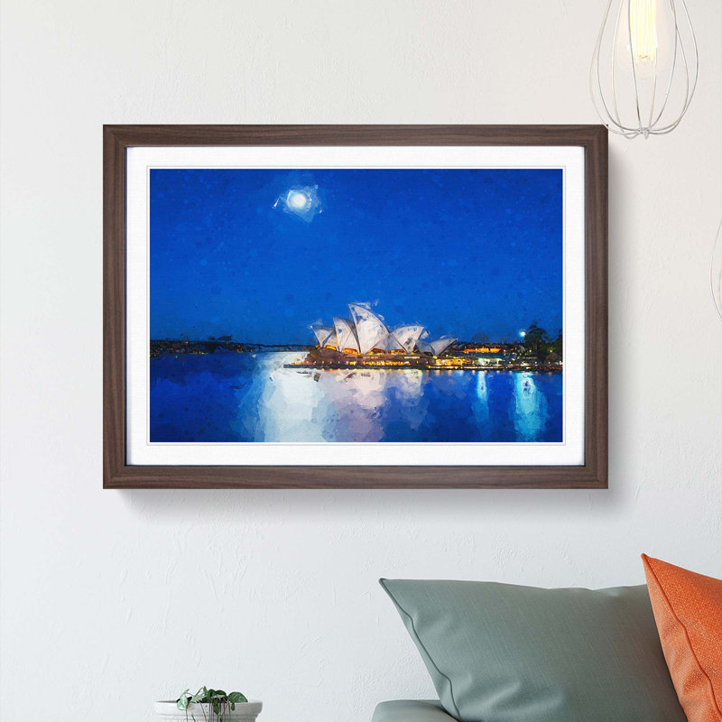 Sydney Opera House in Abstract - Framed Print, 27cm H x 36cm W x 2cm D, Walnut Framed