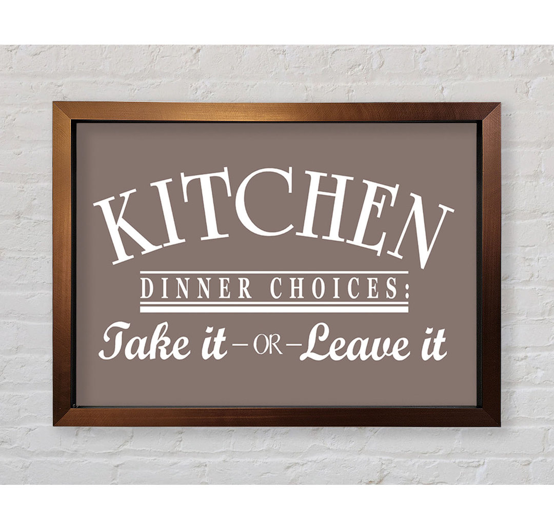 Zeba Kitchen Quote Dinner Choices Pink Gerahmter Druck Wandkunst