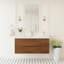 Meuble-lavabo de 48 po avec lavabo, rangement mural, lavabos à surface solide, entièrement assemblé en noyer doré miel, disposition propre et fonctionnelle pour les articles Surface hydrofuge en résine une pièce, ouverte