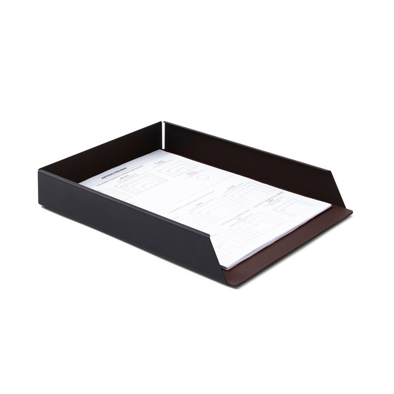 Ambry Metal Paper Organiser, Dark Brown