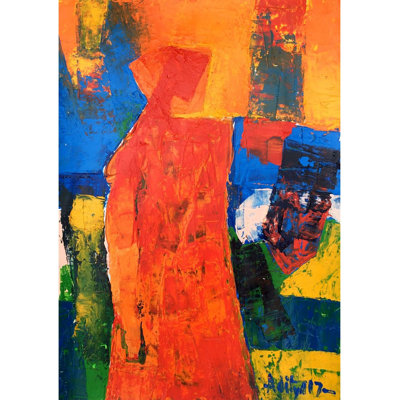 Dame debout | Acrylique sur papier pour décoration murale | Par Aditya Dev