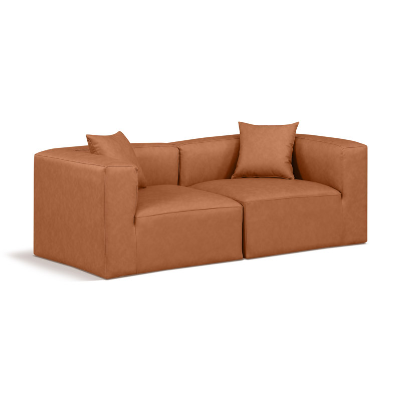 Hypatia 2 - Piece Faux Leather Seating Component, Cognac Vegan Leather